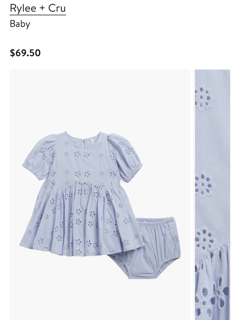 Rylee + Cru Baby Eyelet Dress Rose Cotton Broderie Anglaise
Dress with Bloomers